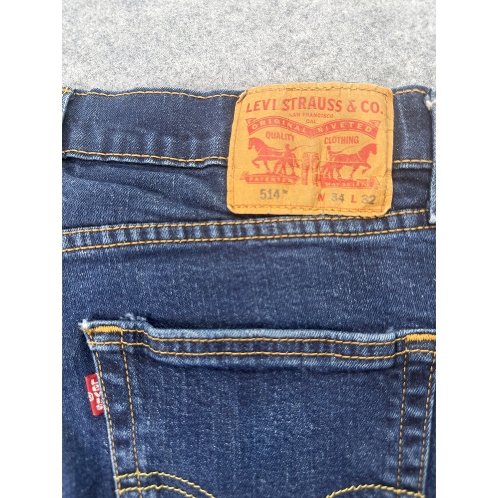 Levi's 514 Men's Straight Fit Jeans Dark Wash W34 L32 Denim Cotton - Picture 12 of 13